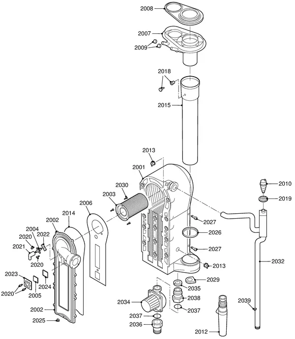 Exploded view Remeha Quinta 65 Solo: Binnenwerk