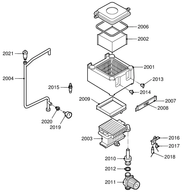 Vue éclatée Remeha W23 Combi : Mécanisme intérieur
