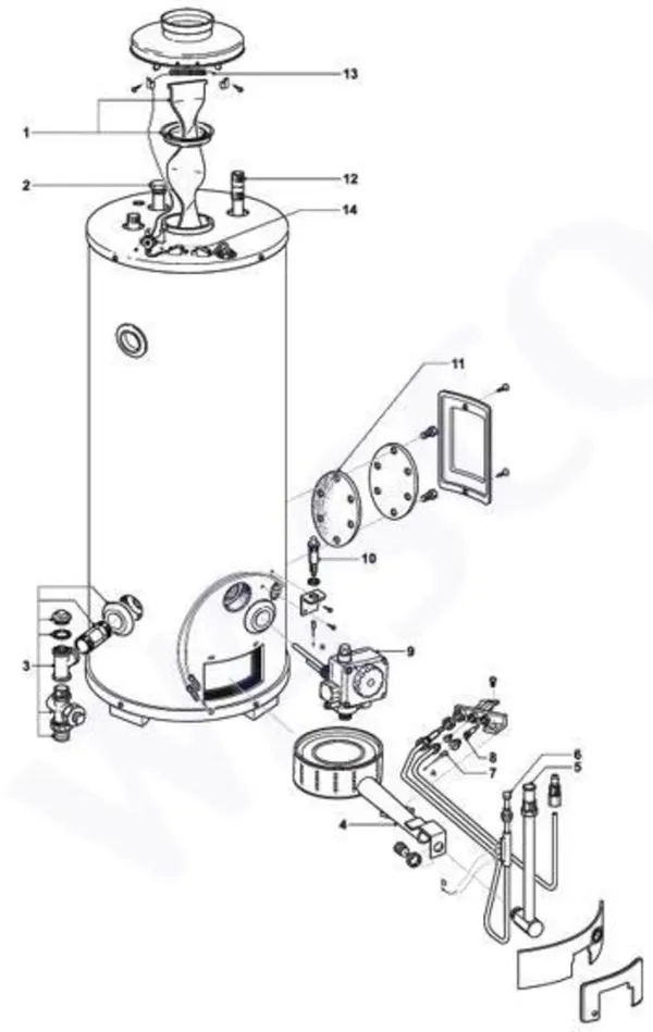 Exploded view A.O. Smith EQ(B) 380: Totaaloverzicht