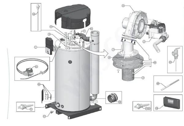 Exploded view A.O. Smith SGS 80 (na 09-2009): Totaaloverzicht