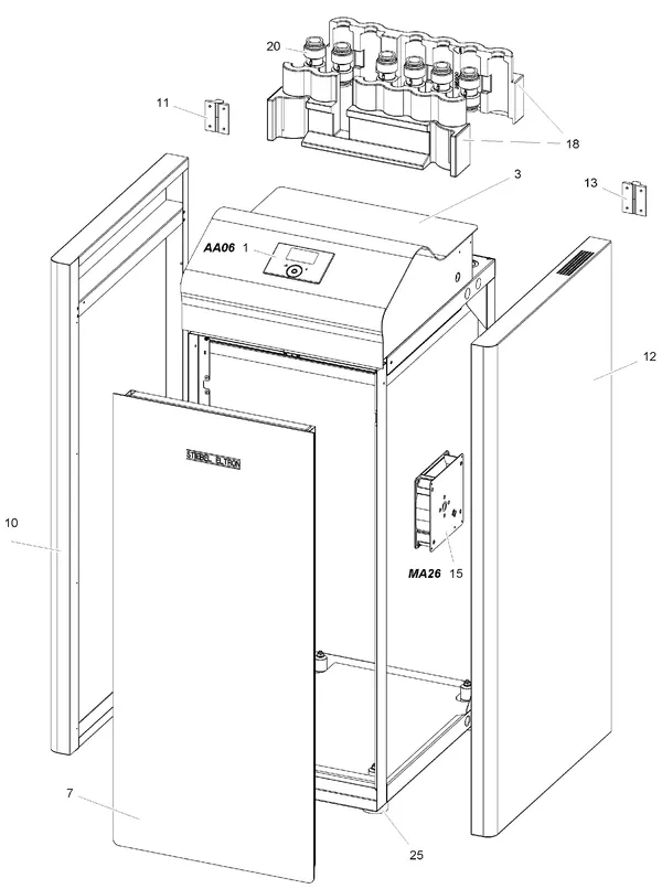 Vue éclatée Stiebel Eltron WPE-I 04-15 HKW 230 PREMIUM (06/2020) : Habillage