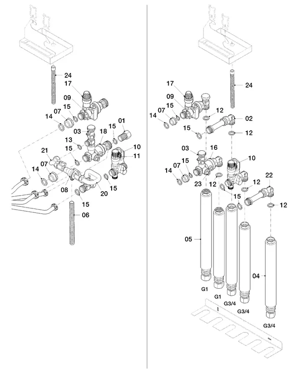 Vue éclatée Vaillant uniTOWER VIH QW 190/1 E (0010019708) : Accessoires de raccordement