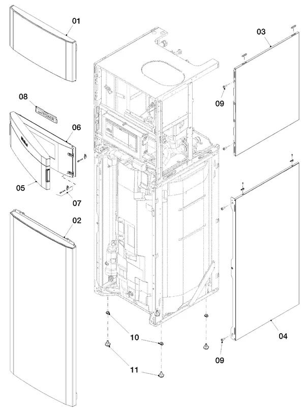 Vue éclatée Vaillant uniTOWER VIH QW 190/1 E (0010019708) : Habillage