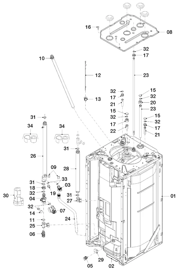 Vue éclatée Vaillant uniTOWER VIH QW 190/1 E (0010019708) : Ballon