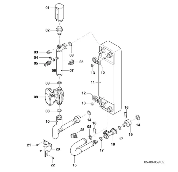 Vue éclatée Vaillant aroTHERM VWL 35/6 A R1 : Pièces hydrauliques