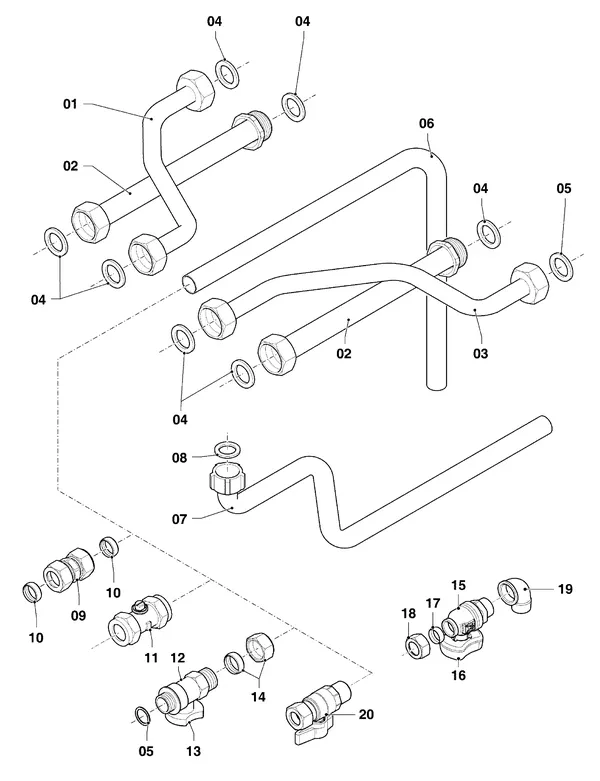 Vue éclatée Vaillant actoSTOR VIH CL 25 S : Tuyaux