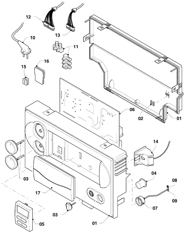 Vue éclatée Vaillant Chaudière mixte Turbo CWK 245/4-5 : Boîtier électrique