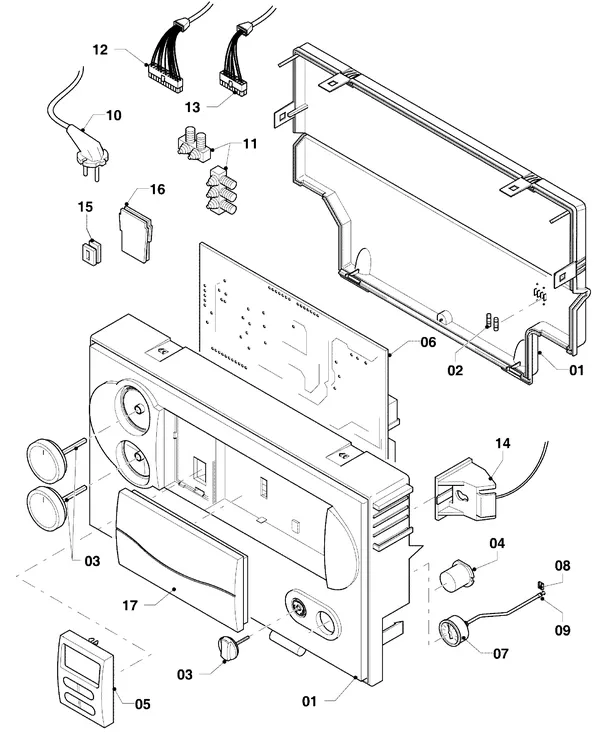 Vue éclatée Vaillant Chaudière mixte Turbo CWK 245/4-5 R4 : Boîtier électrique
