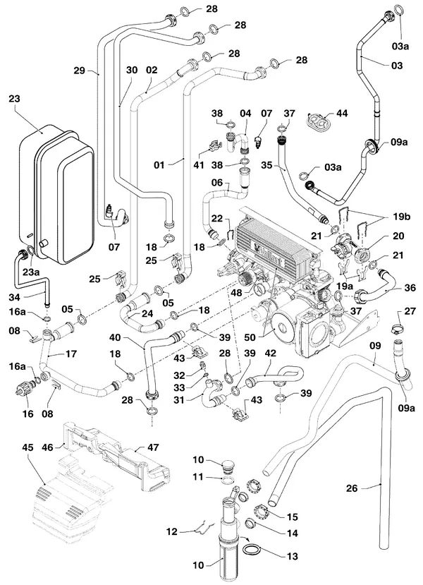Vue éclatée Vaillant ecoCOMPACT VSC 306/4-5 90 R1 : Pièces de raccordement