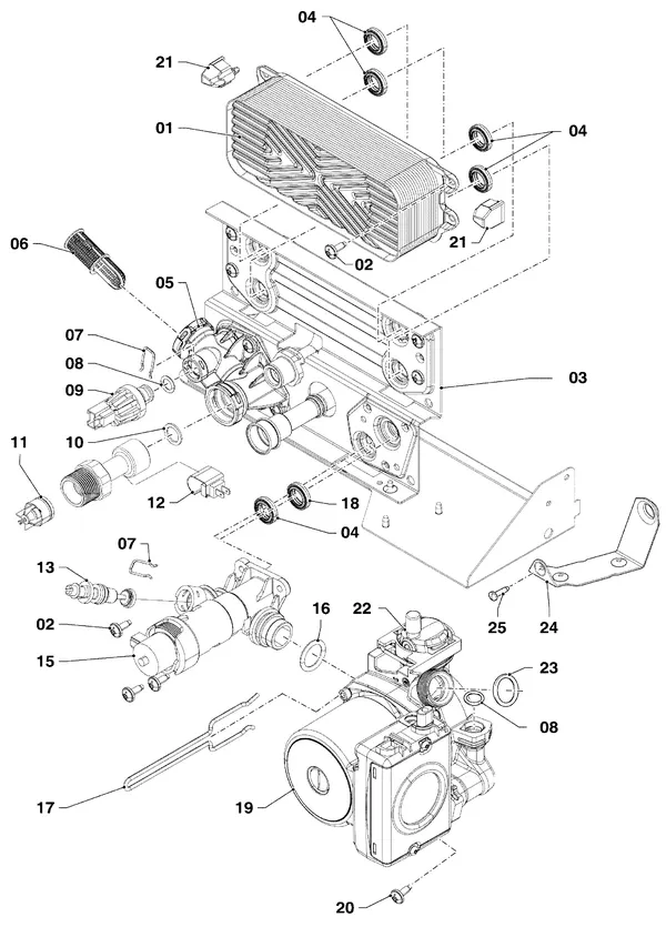 Vue éclatée Vaillant ecoCOMPACT VSC 306/4-5 90 R1 : Pompe
