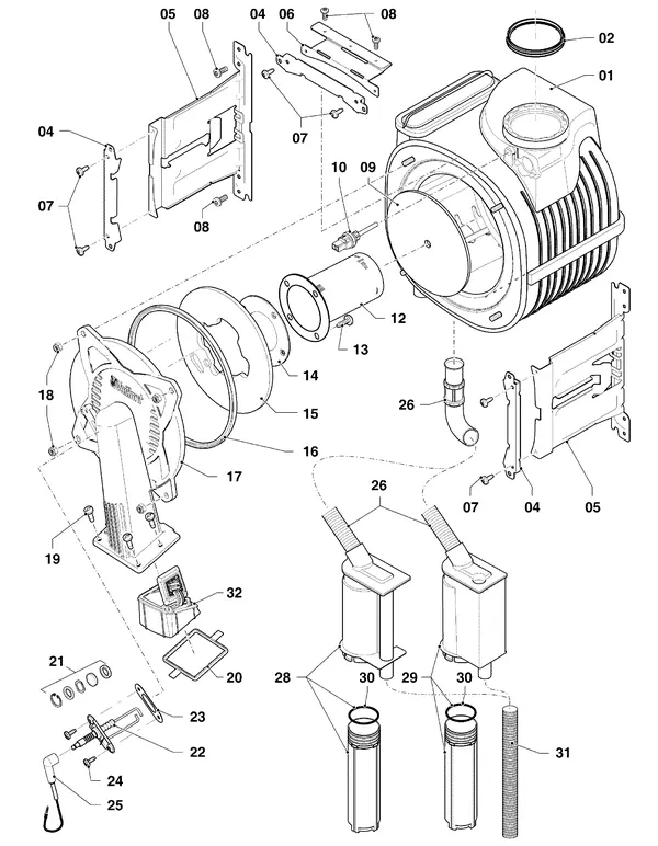 Vue éclatée Vaillant ecoTEC pro classic VHR 23-28/5-3 EXP R4 : Brûleur et échangeur thermique