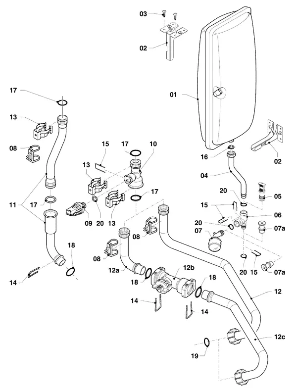 Vue éclatée Vaillant ecoTEC pro classic VHR 23-28/5-3 R4 : Pièces hydrauliques