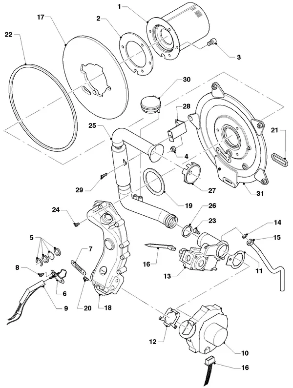 Vue éclatée Vaillant hrEXCLUSIEF VHR 20/4 S R1 : Brûleur