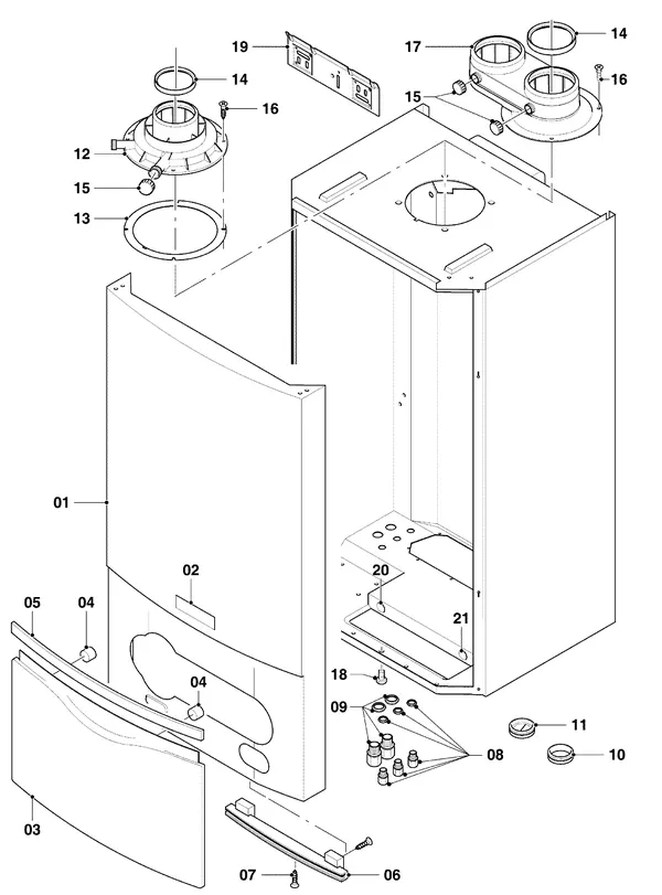 Vue éclatée Vaillant hrEXCLUSIEF VHR 20/4 S R1 : Habillage