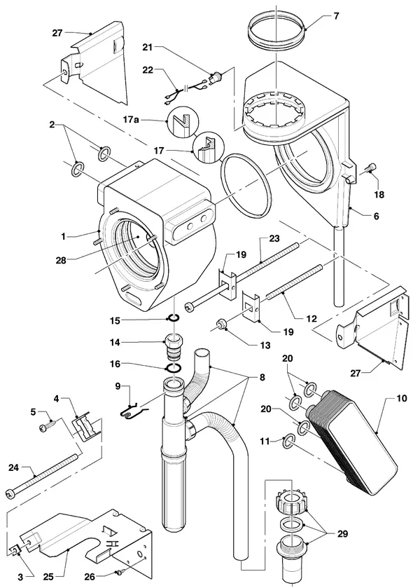 Vue éclatée Vaillant hrEXCLUSIEF VHR 25/4 S R1 : Échangeur thermique
