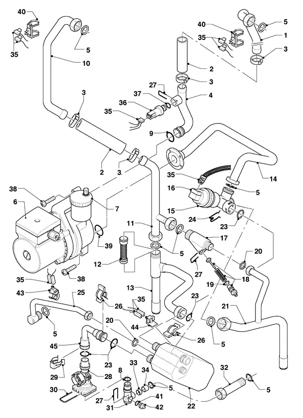 Vue éclatée Vaillant hrEXCLUSIEF VHR 30 : Pièces de raccordement