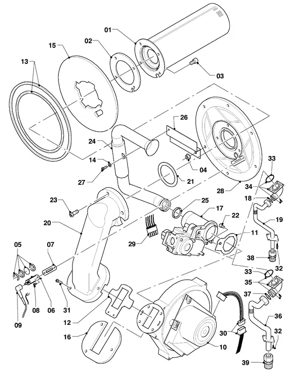 Vue éclatée Vaillant hrEXCLUSIEF VHR 65/4 S : Brûleur
