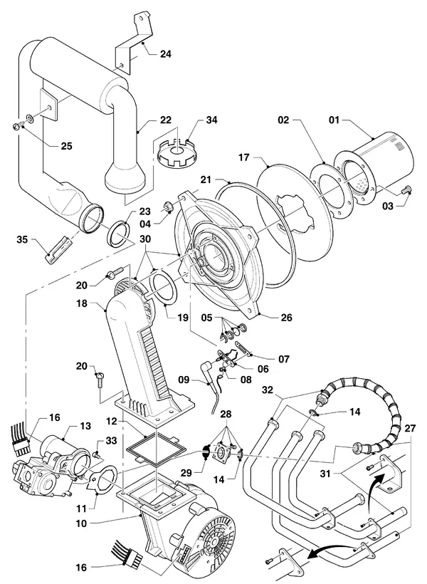Vue éclatée Vaillant hrSOLIDE plus VHR 24-28/3-5 : Bloc gaz et brûleur
