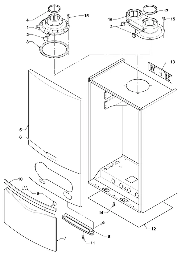 Vue éclatée Vaillant hrSOLIDE plus VHR 24-28/3-5 : Habillage
