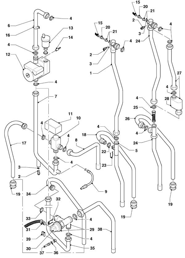 Vue éclatée Vaillant hrSOLIDE VHR 10 S : Pièces de raccordement