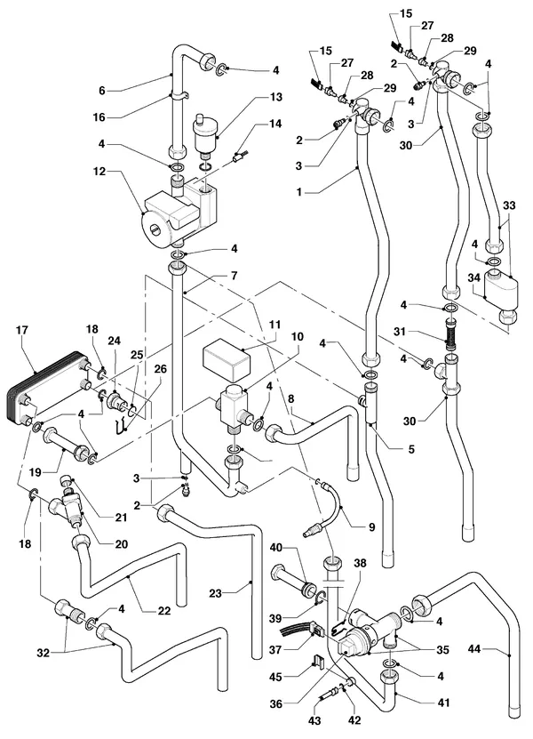 Vue éclatée Vaillant hrSOLIDE VHR 18-22 C : Côté eau