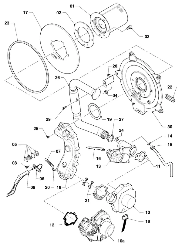 Vue éclatée Vaillant hrSOLIDE VHR 24-28 C : Bloc gaz et brûleur