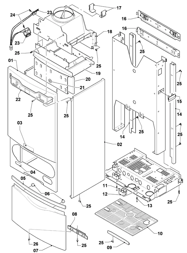 Vue éclatée Vaillant thermoCOMPACT VCW 254/4-7 : Habillage