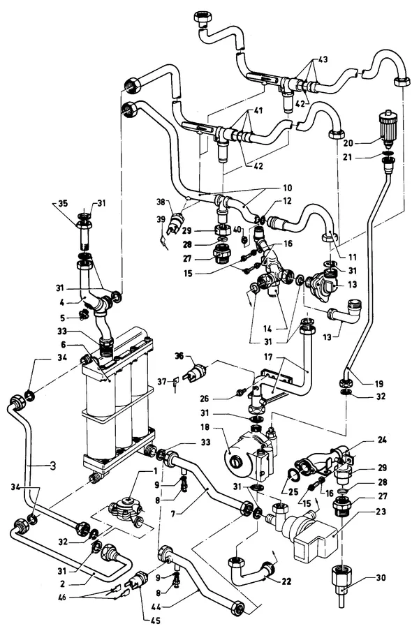 Vue éclatée Vaillant Chaudière Sine VC 221 E : Pièces de raccordement A