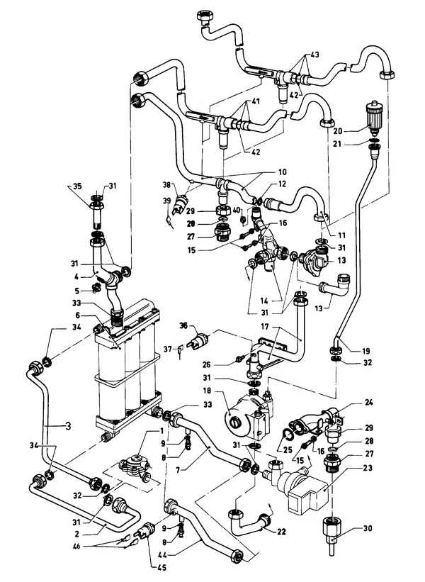 Vue éclatée Vaillant Chaudière Turbo VC 242 E : Pièces de raccordement A