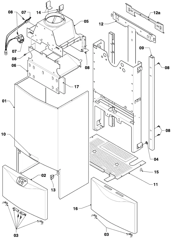 Vue éclatée Vaillant Chaudière VC 254/3 : Habillage