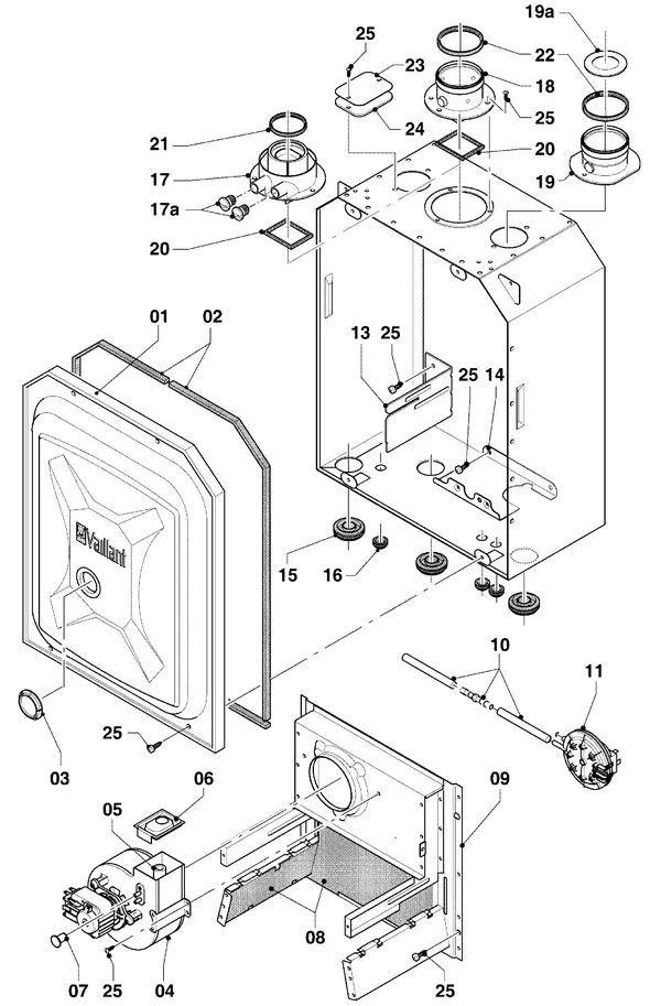 Vue éclatée Vaillant Chaudière Turbo VC 255/4-7 R3 : Chambre de combustion