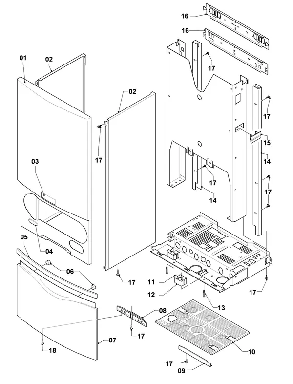 Vue éclatée Vaillant Chaudière Turbo VC 255/4-7 : Boîtier électrique