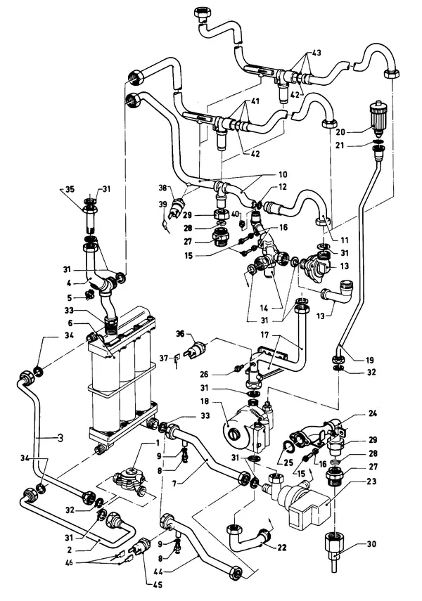 Vue éclatée Vaillant Chaudière Turbo VC 282 E : Pièces de raccordement A