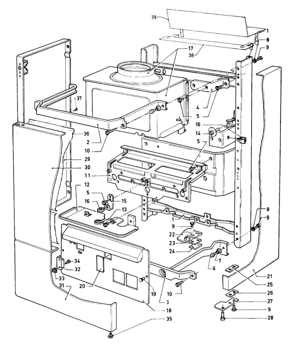 Vue éclatée Vaillant Chaudière mixte VCW 184 XE (TTB) : Habillage