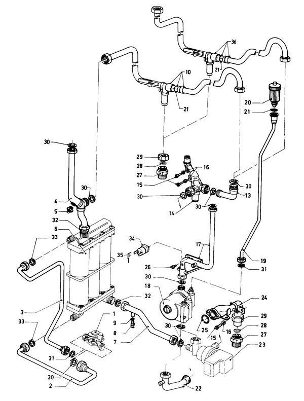 Vue éclatée Vaillant Chaudière mixte VCW 244 XE (TTB) : Pièces de raccordement A