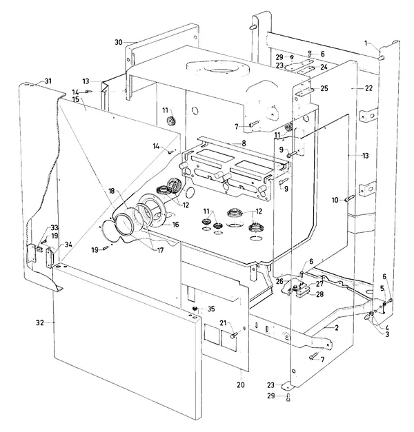 Vue éclatée Vaillant Chaudière mixte Turbo VCW 245 E : Habillage