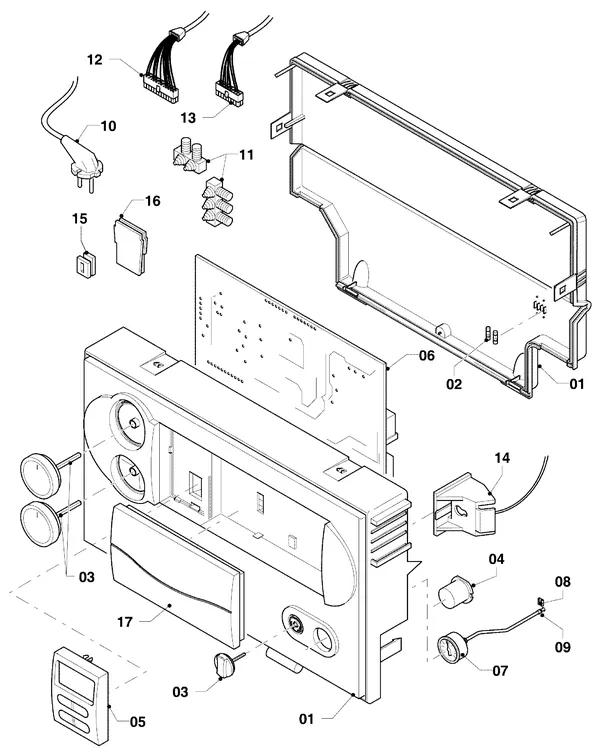 Vue éclatée Vaillant Chaudière mixte Turbo VCW 255/4-7 : Boîtier électrique