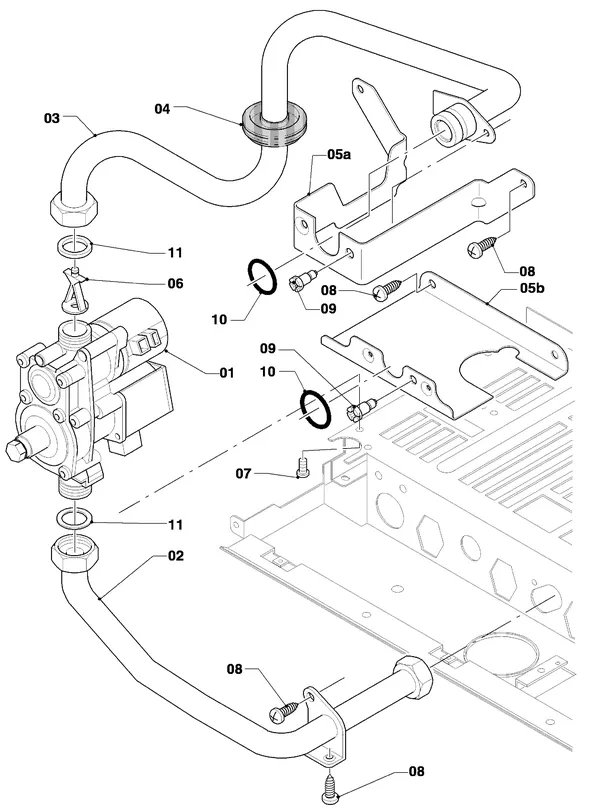 Vue éclatée Vaillant Chaudière mixte Turbo VCW 255/4-7 R4 : Bloc gaz