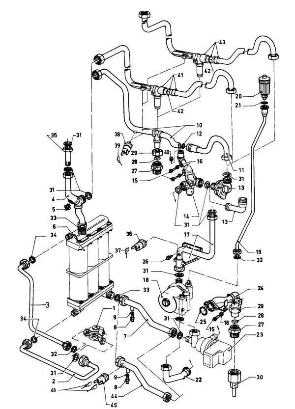 Vue éclatée Vaillant Chaudière mixte VCW 280 XE (TTB) : Partie hydraulique