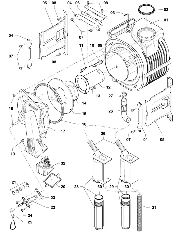 Vue éclatée Vaillant ecoTEC plus VHR 25-30/5-5 R2 : Brûleur et échangeur thermique