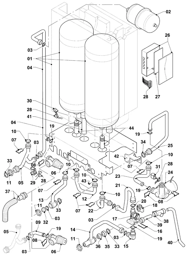 Vue éclatée Vaillant hrSOLIDE plus VHR 34/3-5 I : Pièces de raccordement VIH