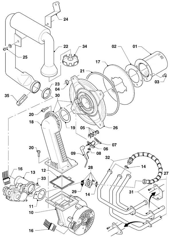 Vue éclatée Vaillant hrSOLIDE plus VHR 34/3-5 I : Brûleur