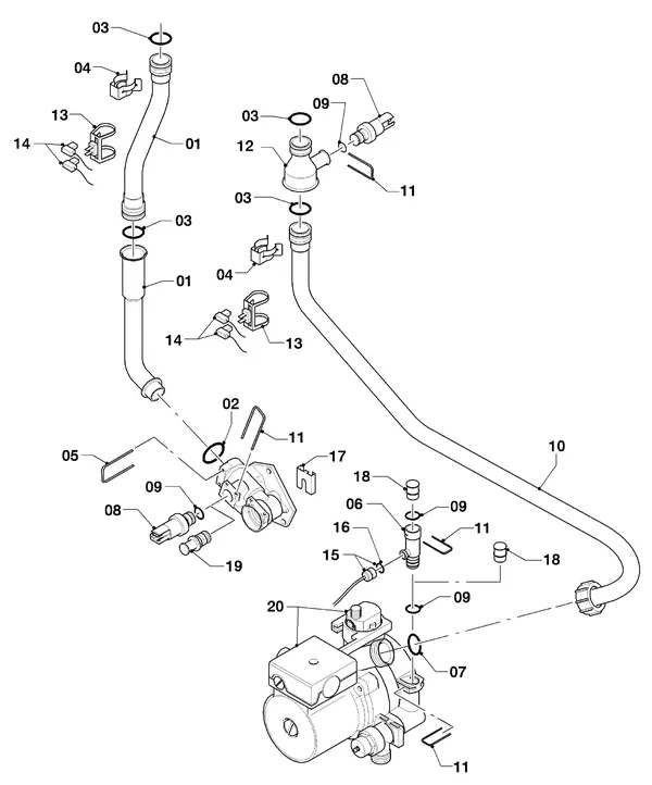 Vue éclatée Vaillant hrSOLIDE plus VHR 34/3-5 R3 : Pièces de raccordement