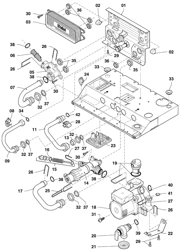 Vue éclatée Vaillant ecoTEC plus VHR 34/5-5 I R2 : Pièces hydrauliques VHR – hydrobloc