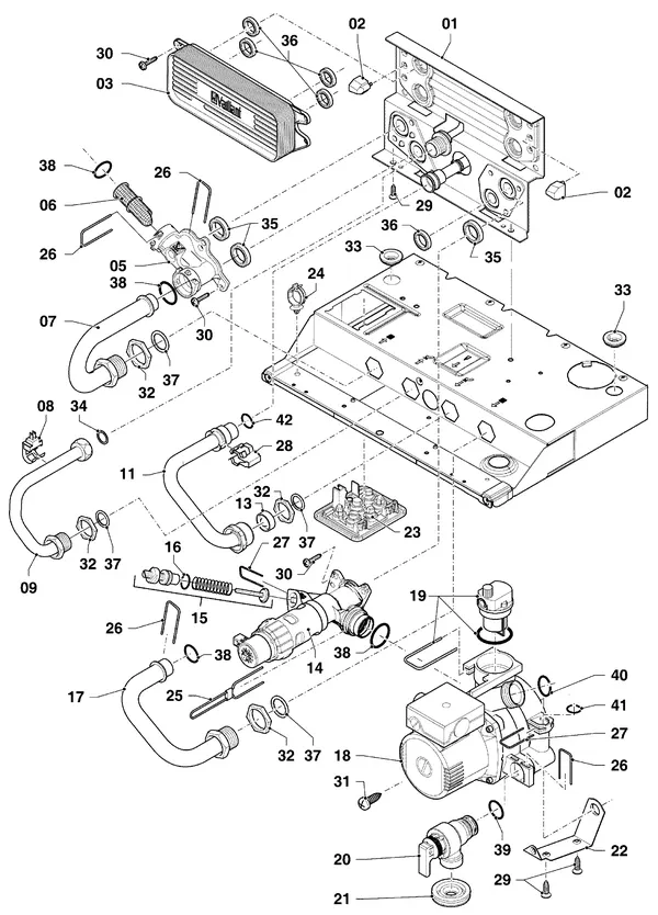 Vue éclatée Vaillant ecoTEC plus VHR 34/5-5 I R3 : Pièces hydrauliques VHR – hydrobloc