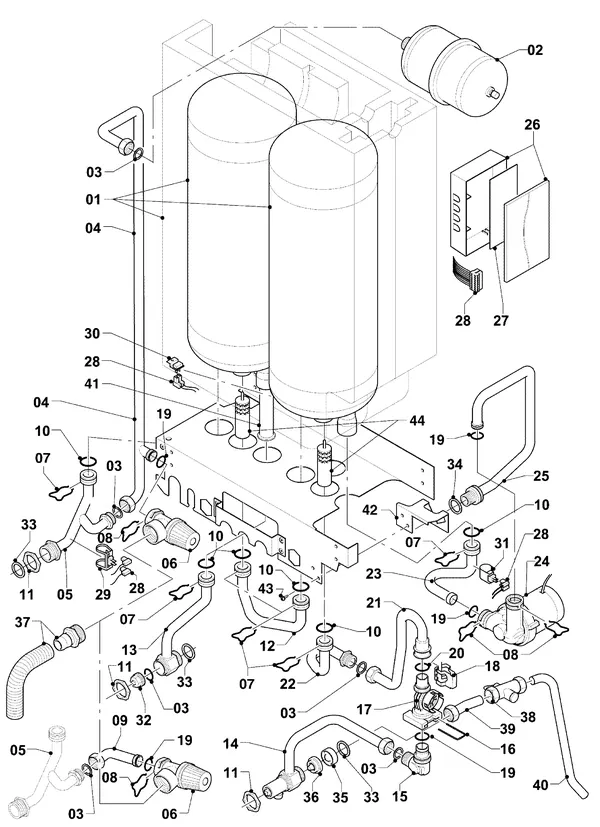 Vue éclatée Vaillant ecoTEC plus VHR 34/5-5 I R6 : Pièces hydrauliques VIH