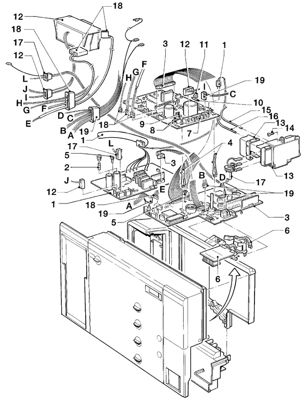 Vue éclatée Vaillant HR Comfort VU-VUW 18/6 E : Boîtier électrique – cartes électroniques