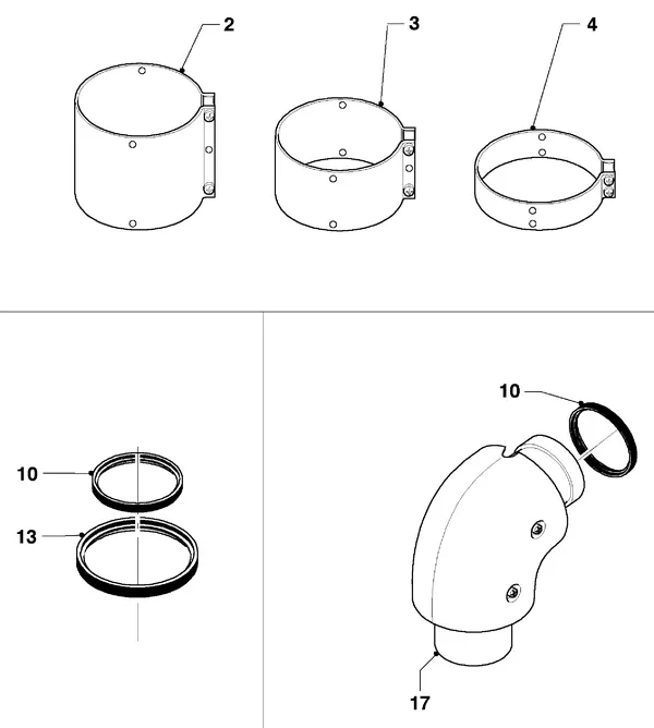 Vue éclatée Vaillant HR Comfort VU-VUW 23/6 E : Pièces pour garnitures de raccordement