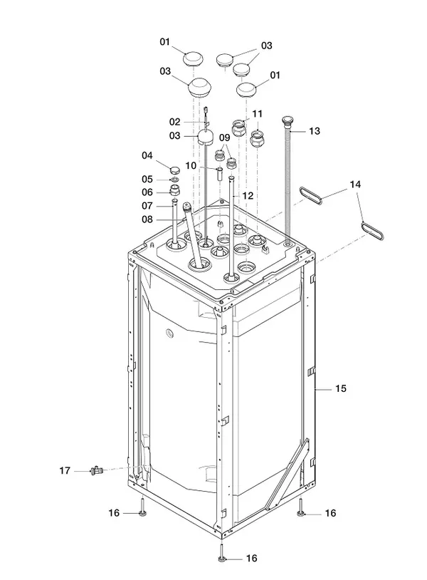 Vue éclatée Vaillant uniTOWER Pure VWL 108/7.2 IS : Ballon d'eau chaude