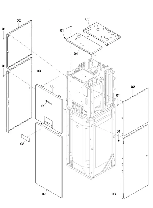 Vue éclatée Vaillant uniTOWER Pure VWL 108/7.2 IS : Habillage